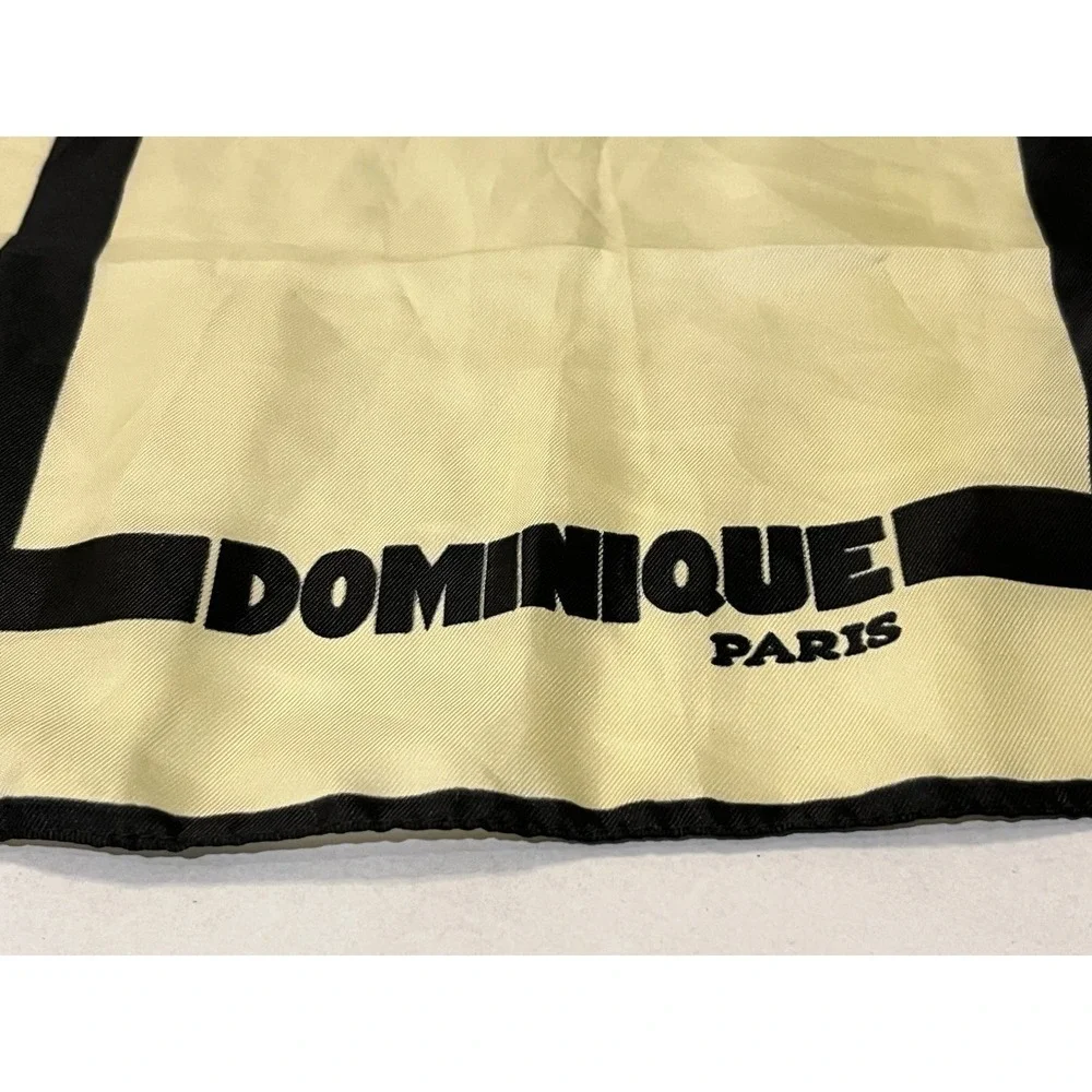 Vtg Paris Designer Scarf Black & Cream Rectangular 53x13.5 Dominique Martine